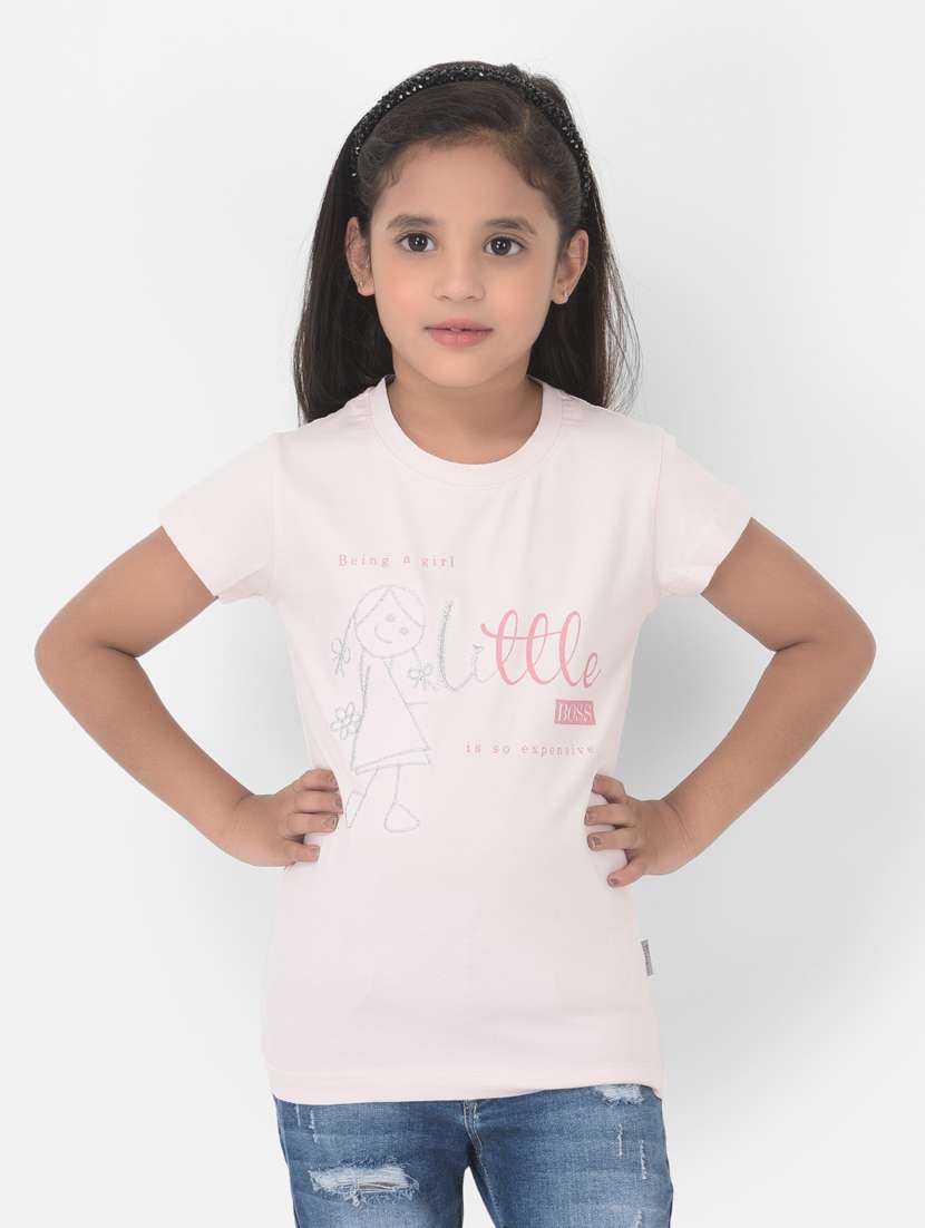 pink printed regular tee
