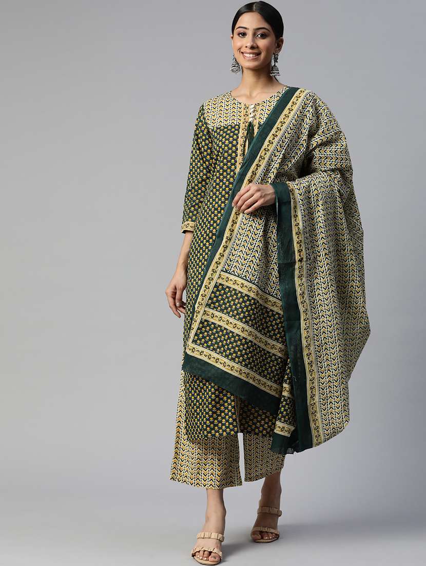 green cotton suit  set