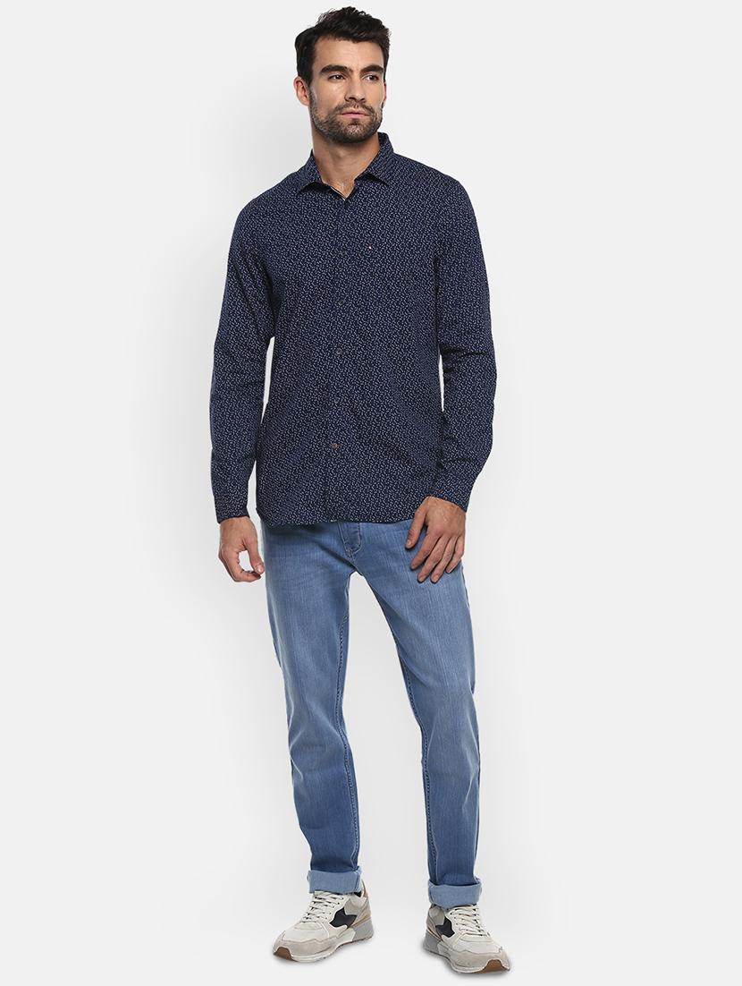 mens micro print casual shirt - 18405072 - Standard Image - 3