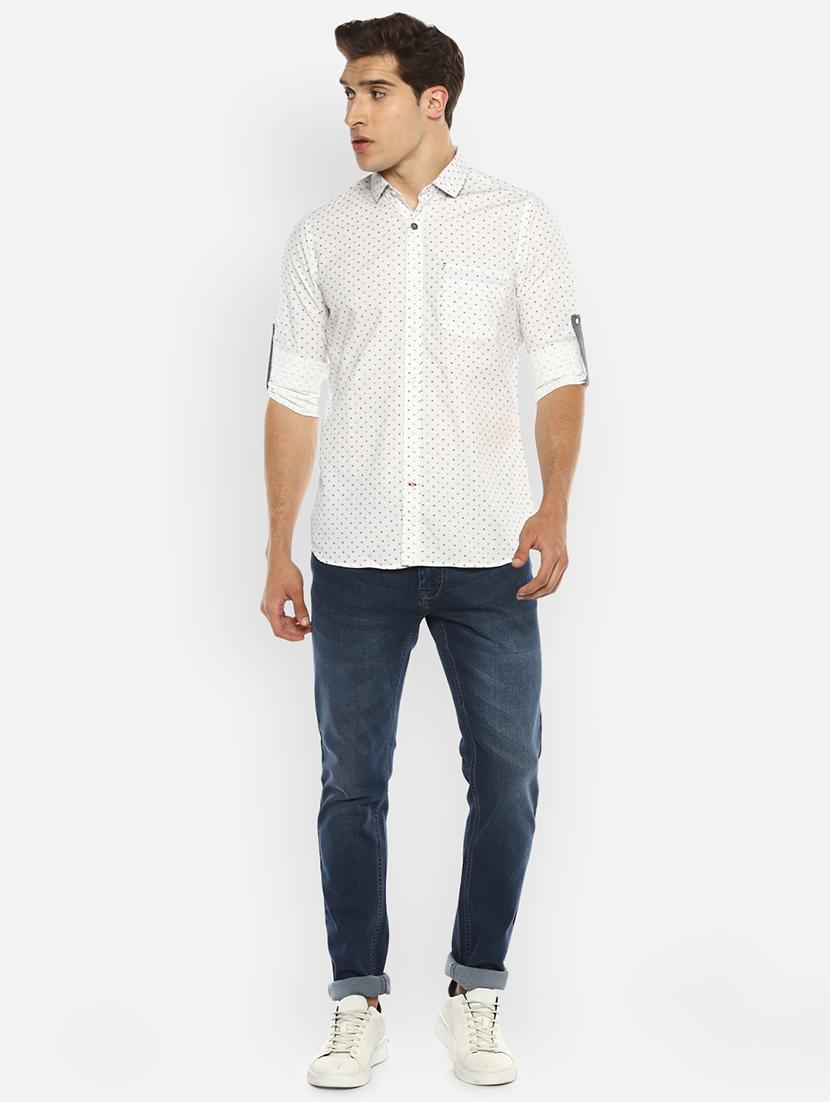 mens micro print casual shirt - 18405073 - Standard Image - 3