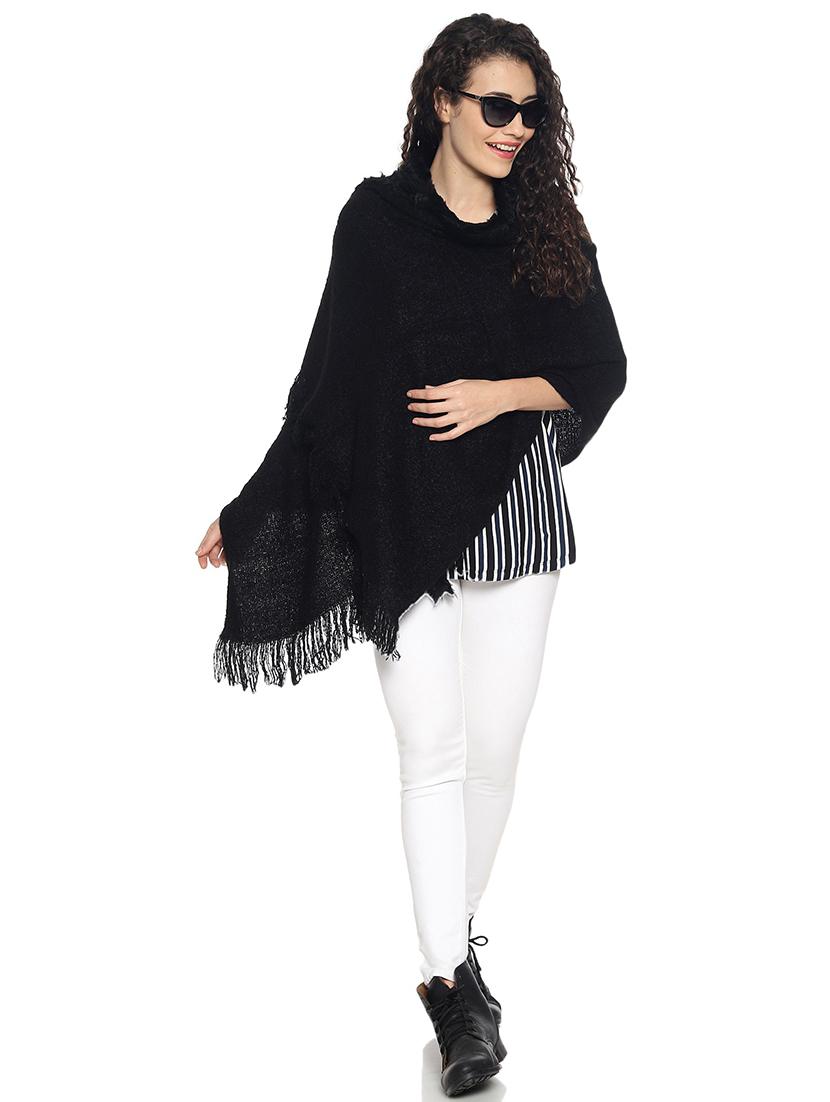 long sleeved solid poncho - 18405092 - Standard Image - 3