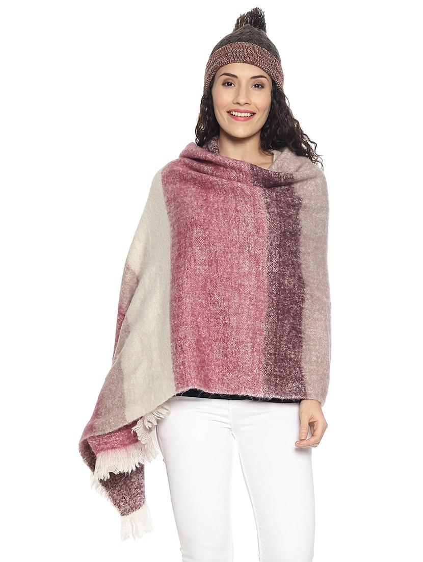 pink striped woolen shawl - 18405098 - Zoom Image - 0