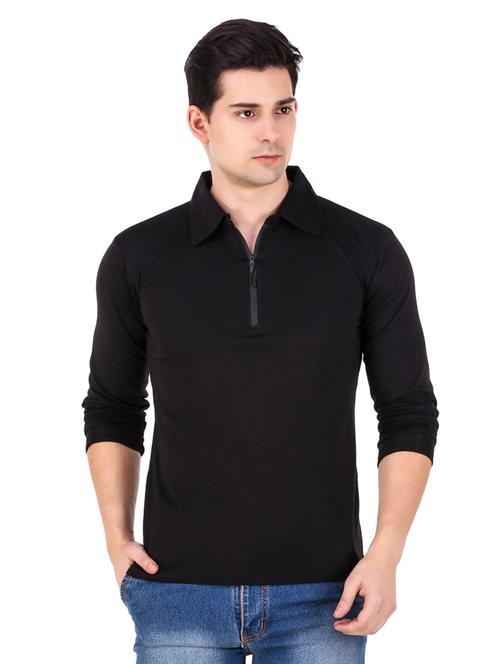 black solid polo t-shirt - 18405122 -  Standard Image - 0