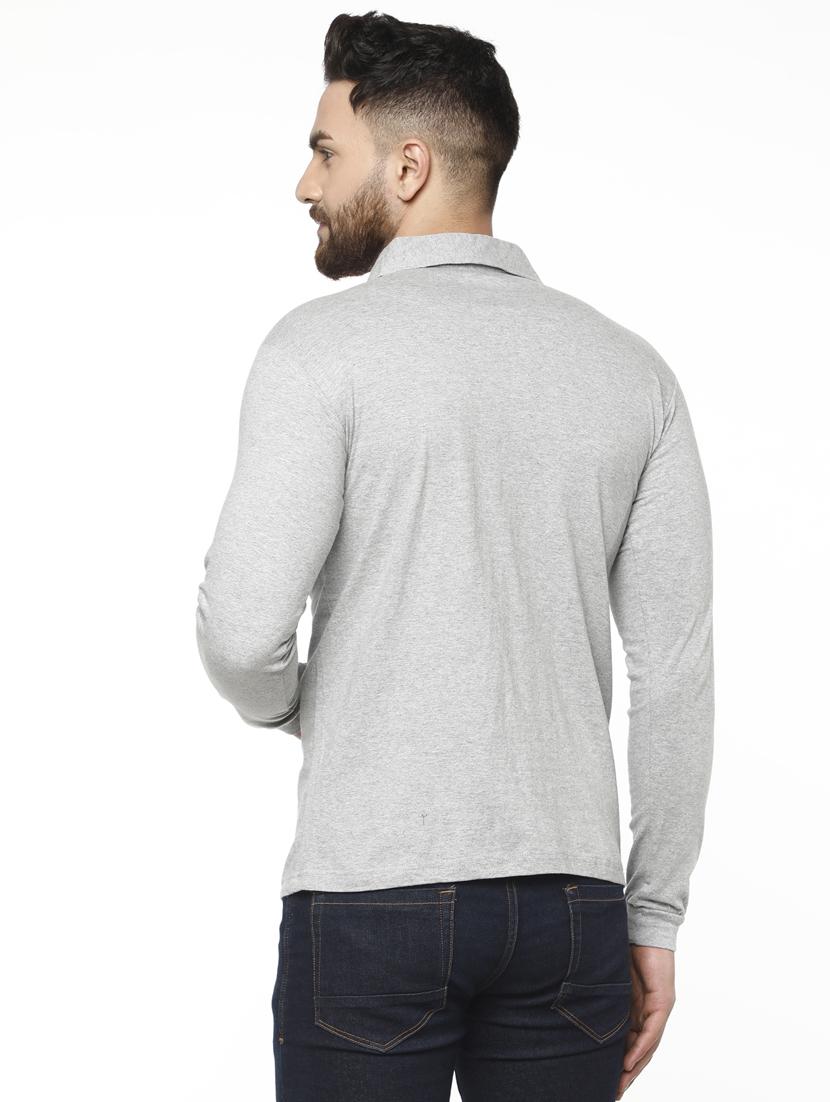 grey solid polo t-shirt - 18405125 - Standard Image - 3