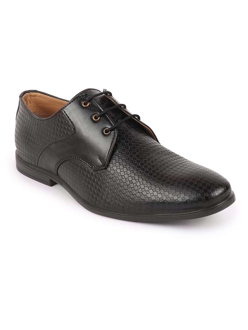 black pu laceup derbies