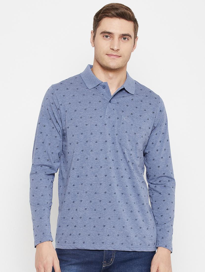 light blue printed polo t-shirt