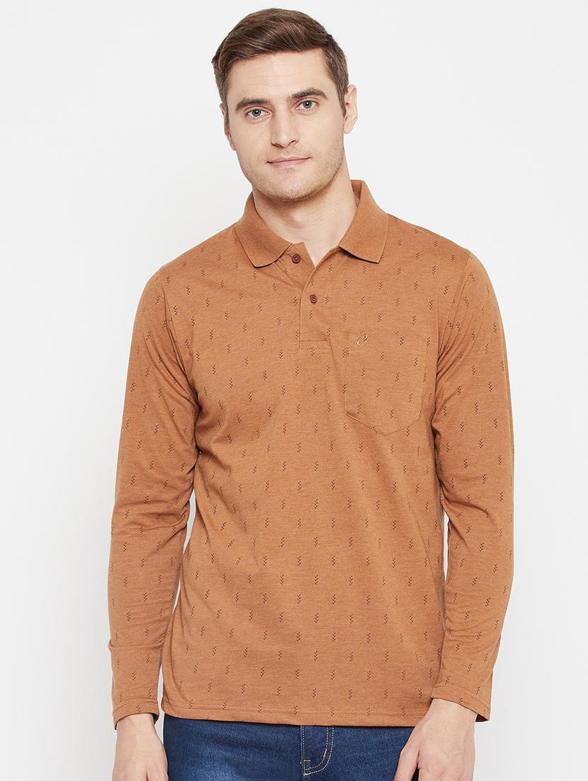 men bronze regular fit printed polo t-shirt