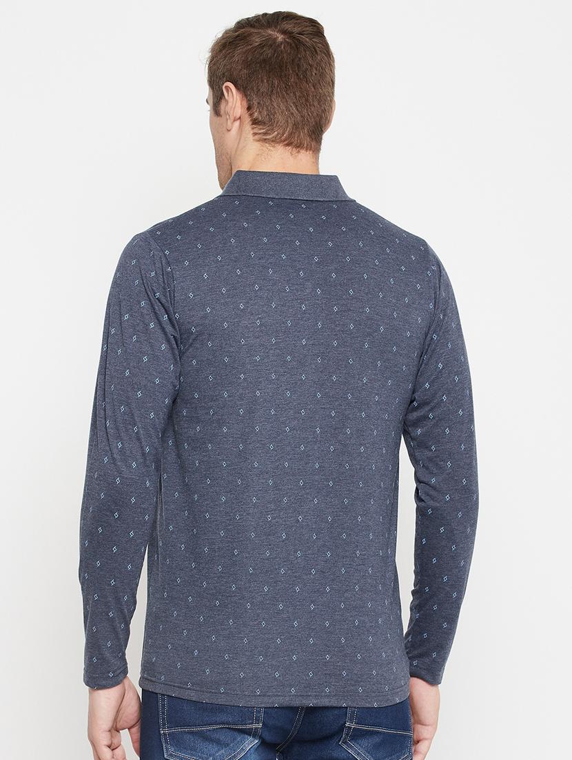 men navy blue regular fit printed polo t-shirt - 18405735 - Standard Image - 3