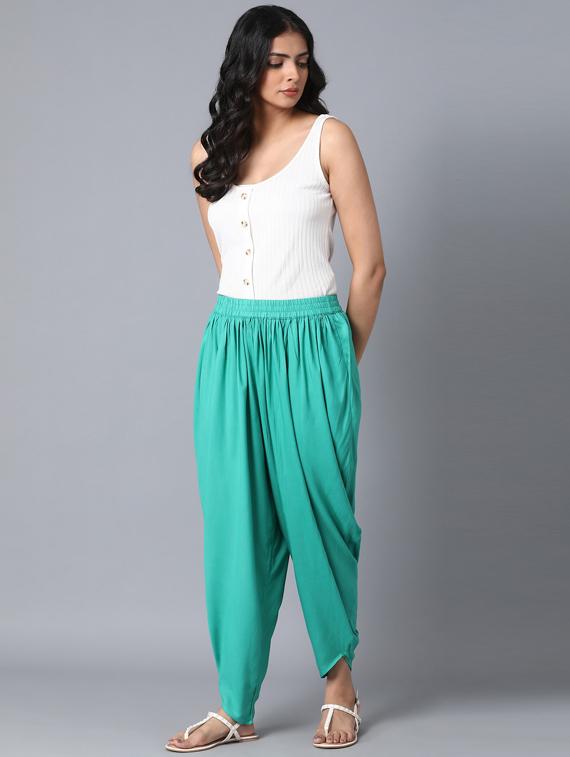 sea green cotton regular salwar - 18405766 - Standard Image - 3