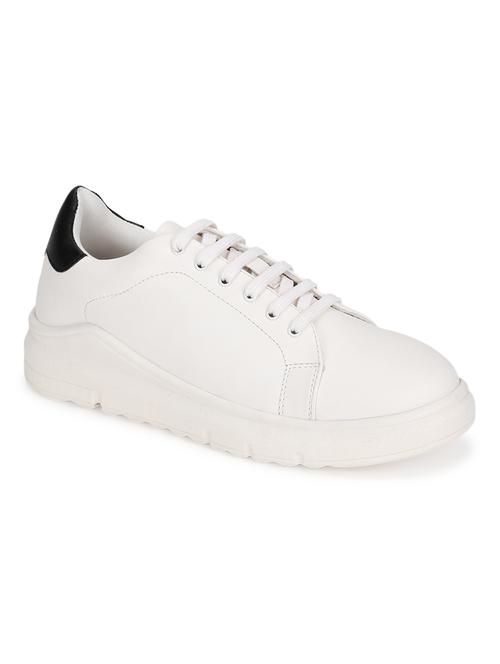 white pu laceup casual shoes - 18405929 - Standard Image - 0