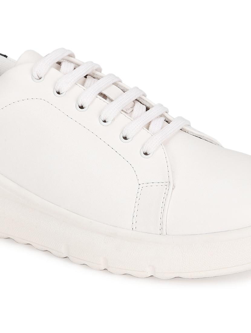 white pu laceup casual shoes - 18405929 - Standard Image - 3