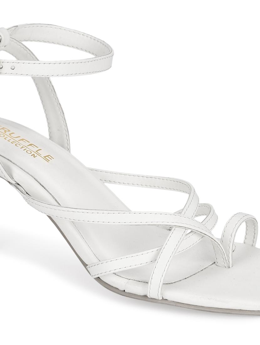 white pu ankle strap sandals - 18405952 -  Standard Image - 3