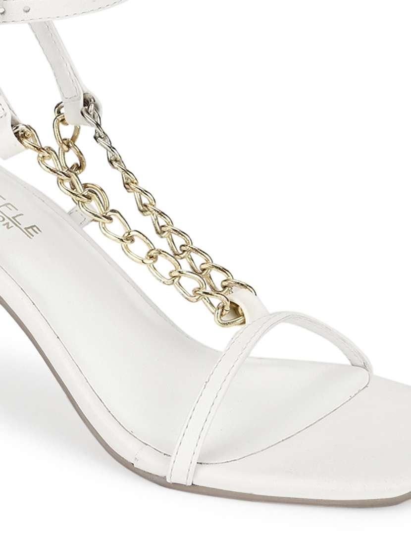 white pu ankle strap sandals - 18405954 -  Standard Image - 3