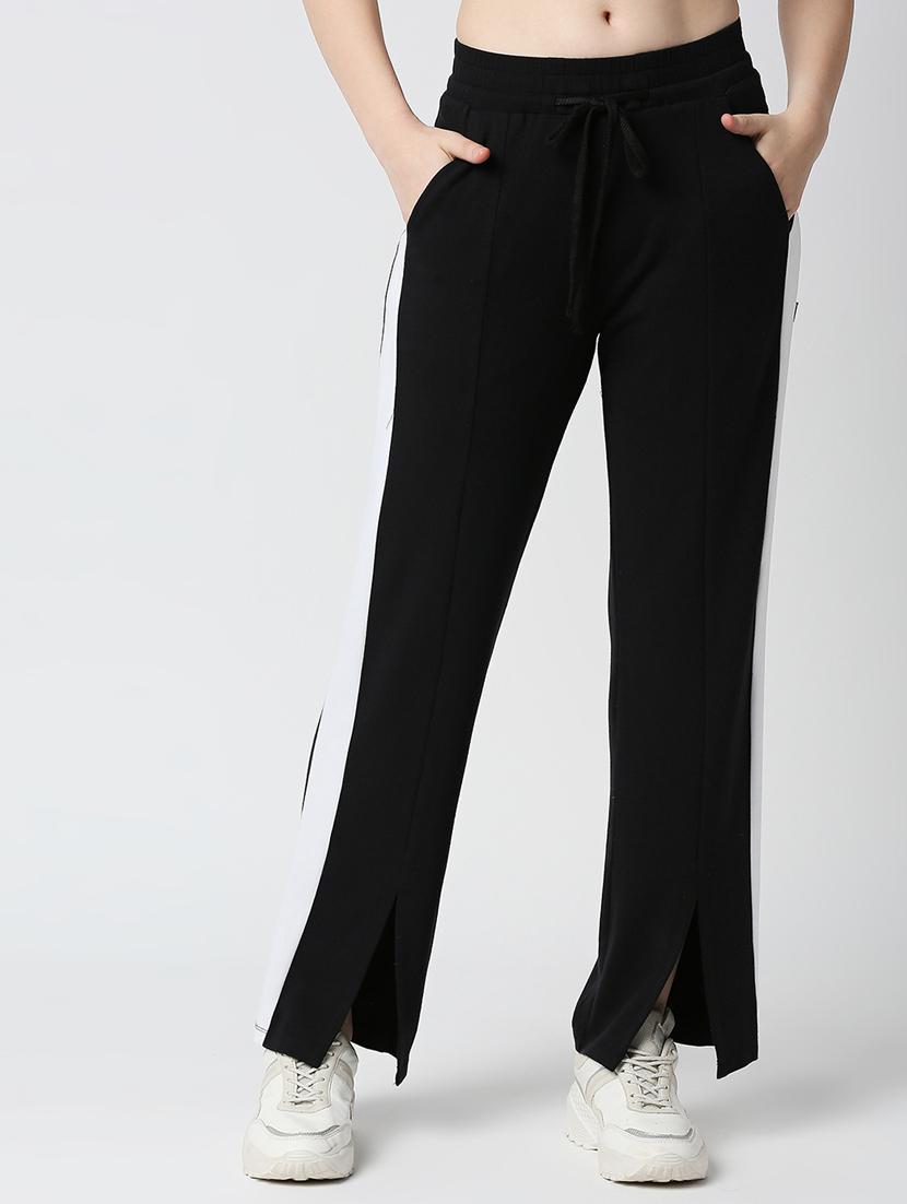 mid rise side taped wide leg trouser