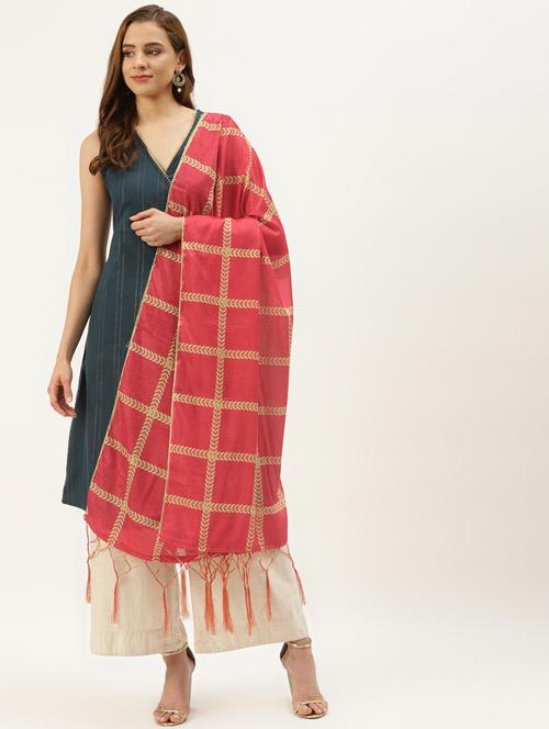red art silk dupatta - 18406400 - Standard Image - 0