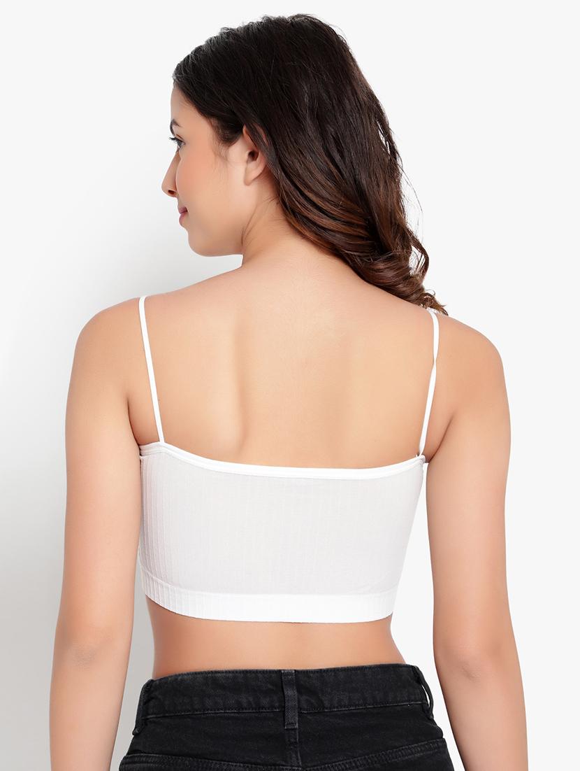 white solid bralette bra - 18406655 - Standard Image - 3