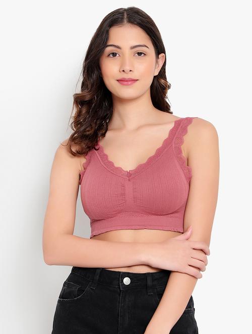 pink solid bralette bra - 18406662 -  Standard Image - 0