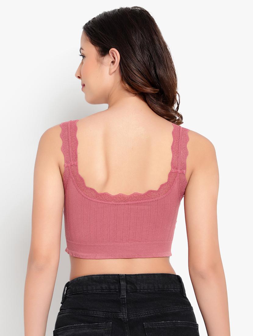 pink solid bralette bra - 18406662 - Standard Image - 3