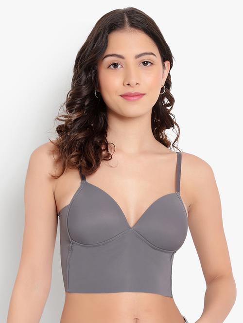 grey solid bralette bra - 18406739 -  Standard Image - 0