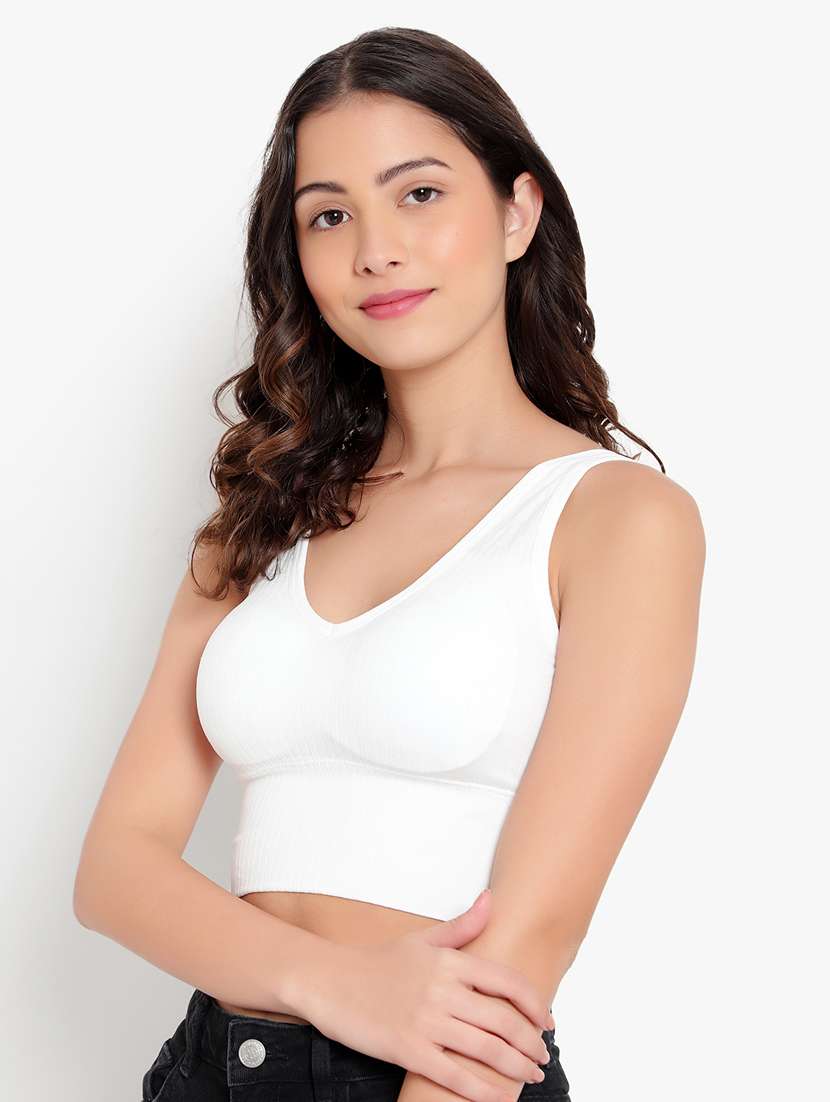 white solid bralette bra  - 18406749 -  Standard Image - 3
