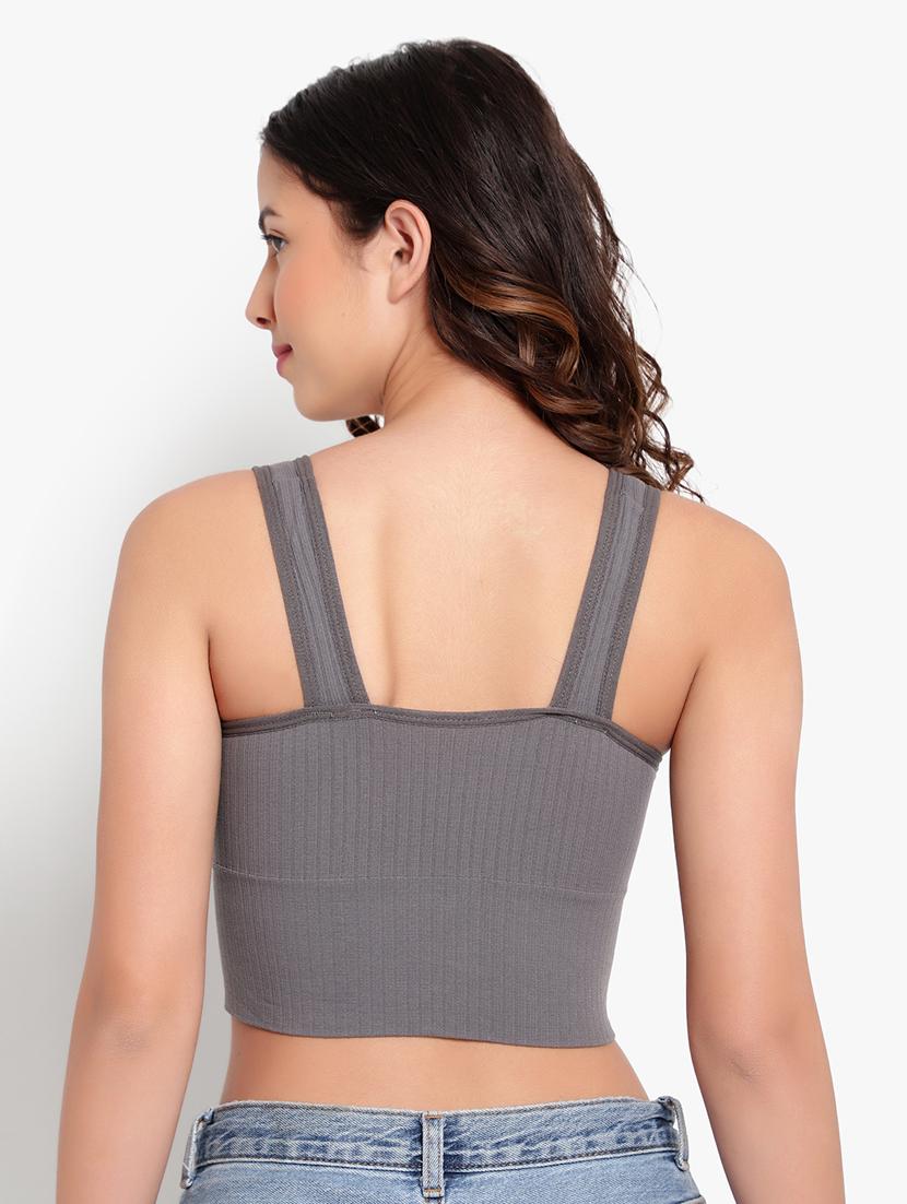 grey solid bralette bra - 18406750 - Standard Image - 3