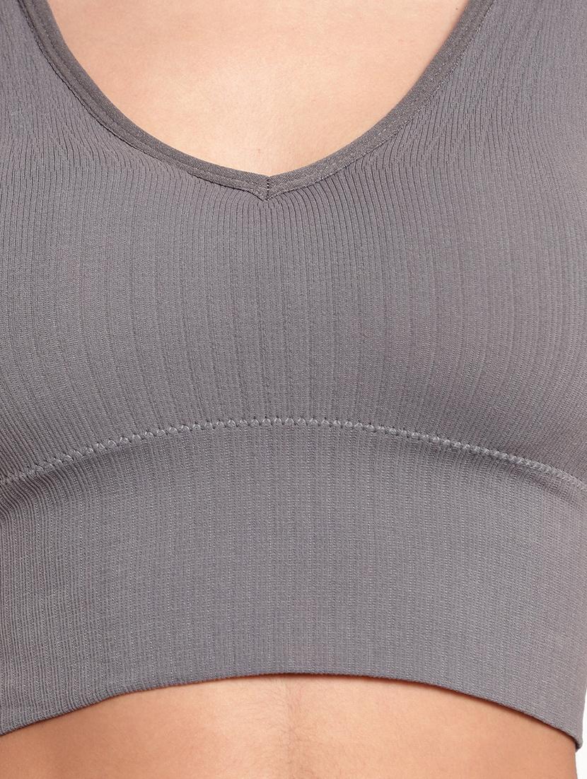grey solid bralette bra - 18406750 - Standard Image - 5