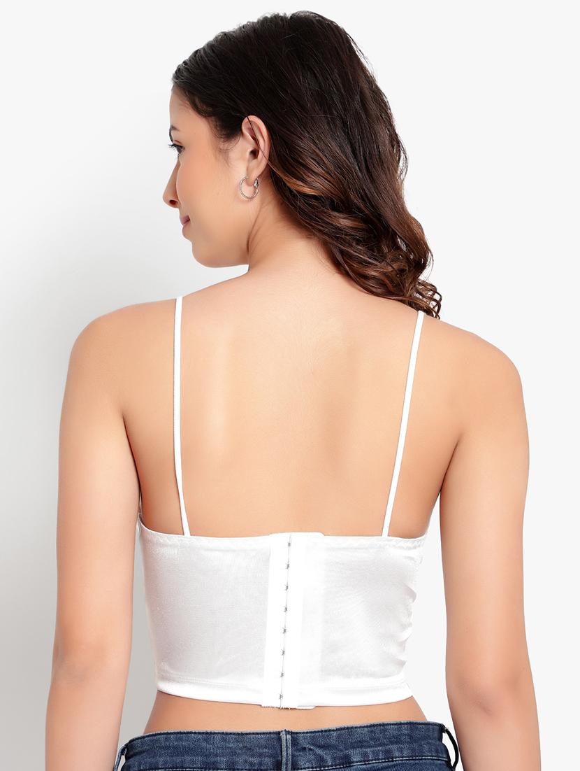 white solid bralette bra - 18406753 - Standard Image - 3