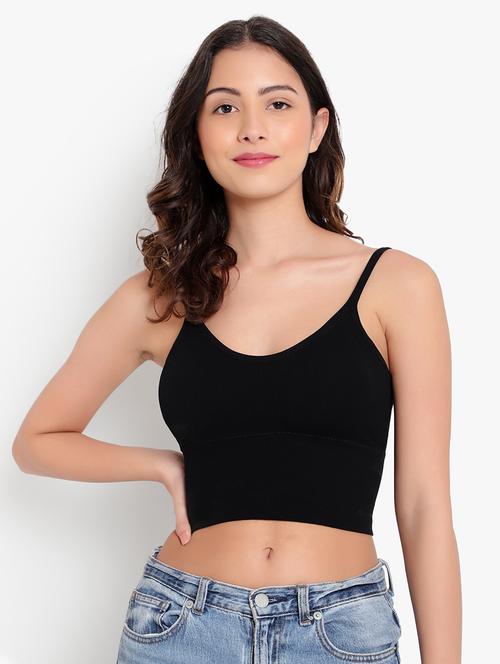 black solid bralette bra - 18406755 - Standard Image - 0