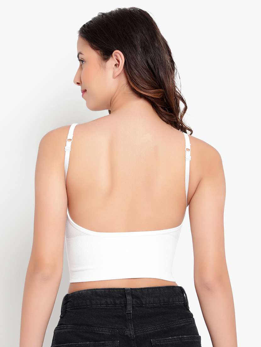 white solid bralette bra - 18406757 - Standard Image - 3