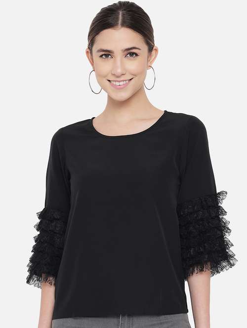 black solid regular top - 18407253 - Standard Image - 0