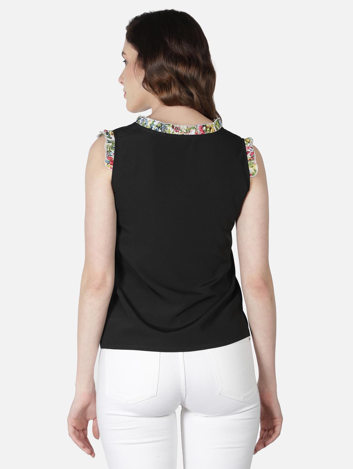 women's straight v neck top - 18407287 - Standard Image - 3