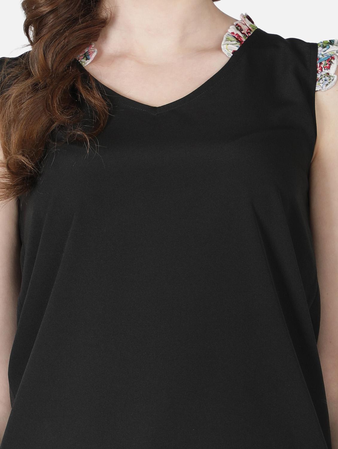 women's straight v neck top - 18407287 - Standard Image - 5