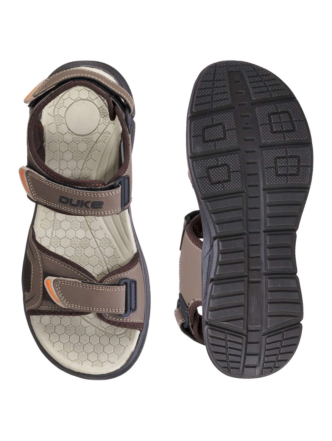 brown synthetic & mesh back strap floaters - 18407565 -  Standard Image - 3