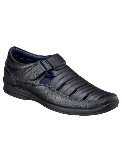 black synthetic & mesh back strap sandals - 18407569 -  Standard Image - 0