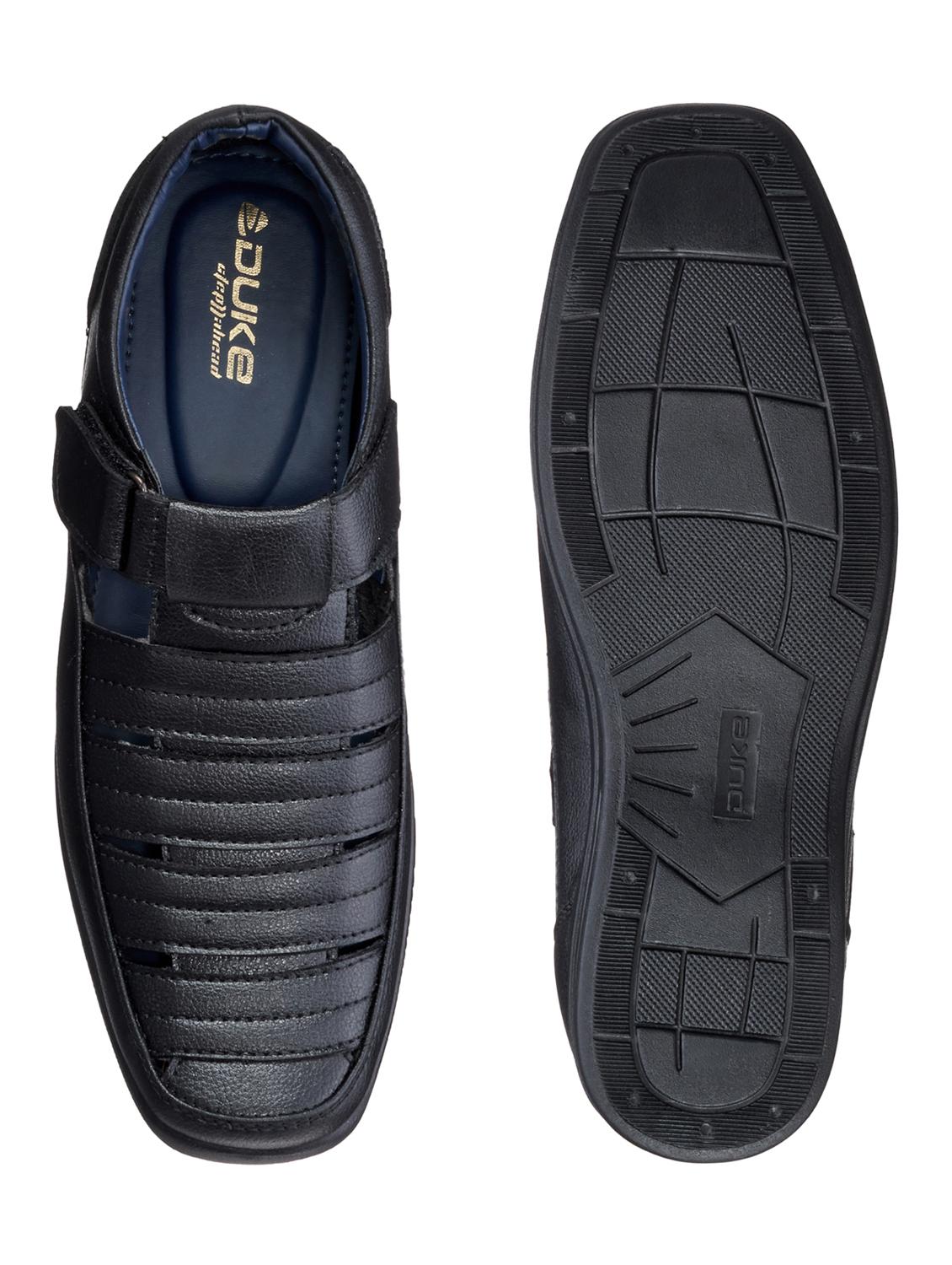 black synthetic & mesh back strap sandals - 18407569 - Standard Image - 3