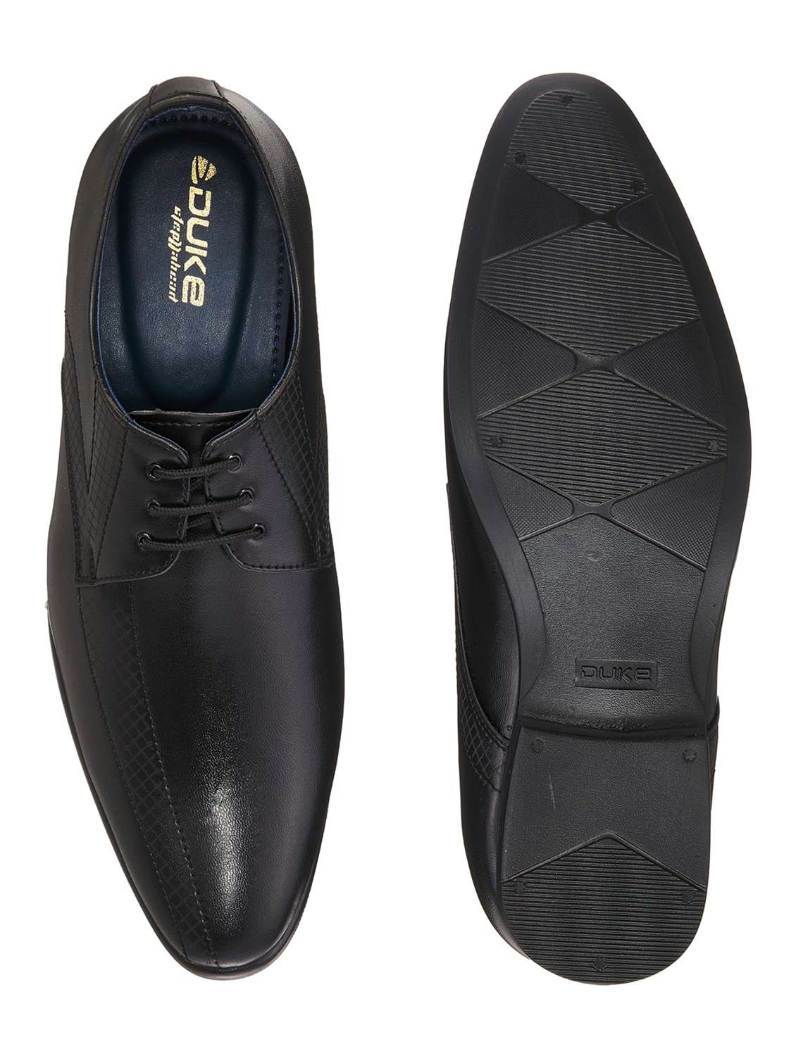 black synthetic & mesh laceup derbies - 18407575 -  Standard Image - 3
