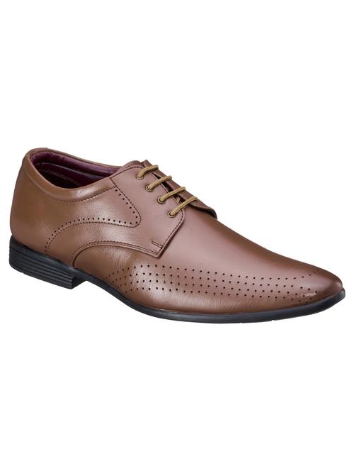 tan synthetic & mesh laceup derbies - 18407578 - Standard Image - 0