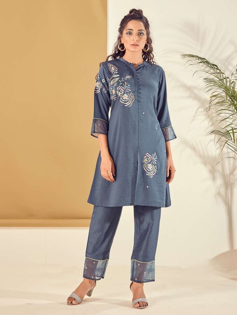 blue kurta pants set