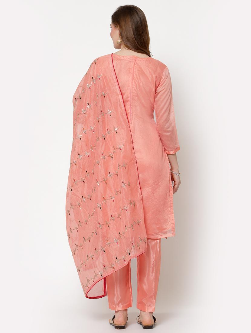 orange straight pant suit unstitched suit - 18407975 - Standard Image - 3