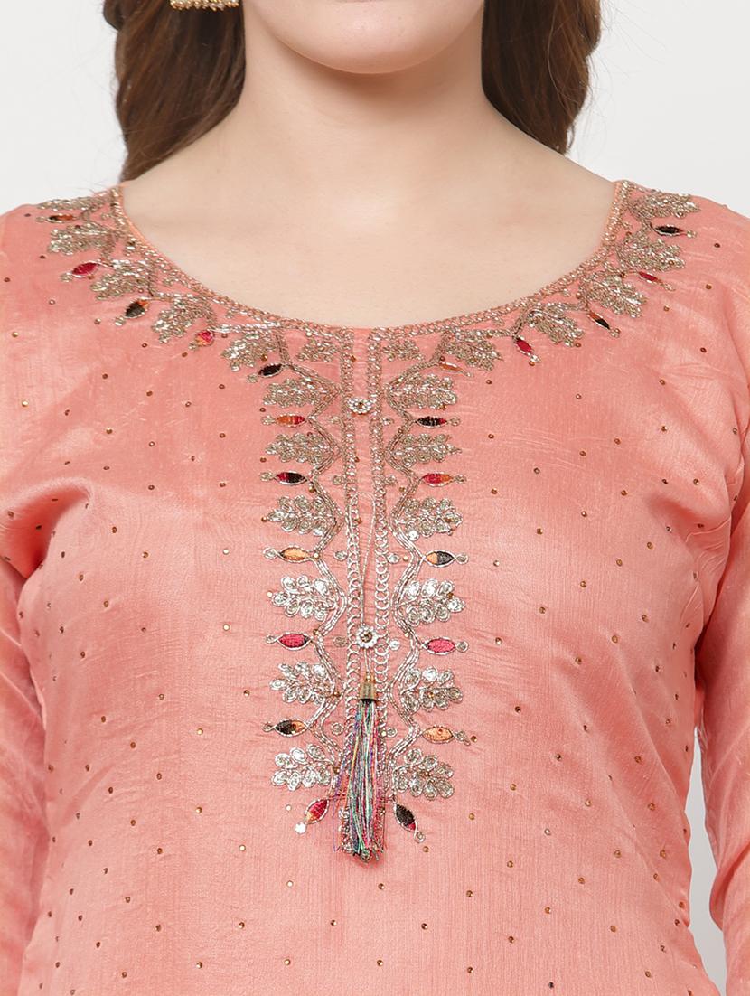orange straight pant suit unstitched suit - 18407975 - Standard Image - 5