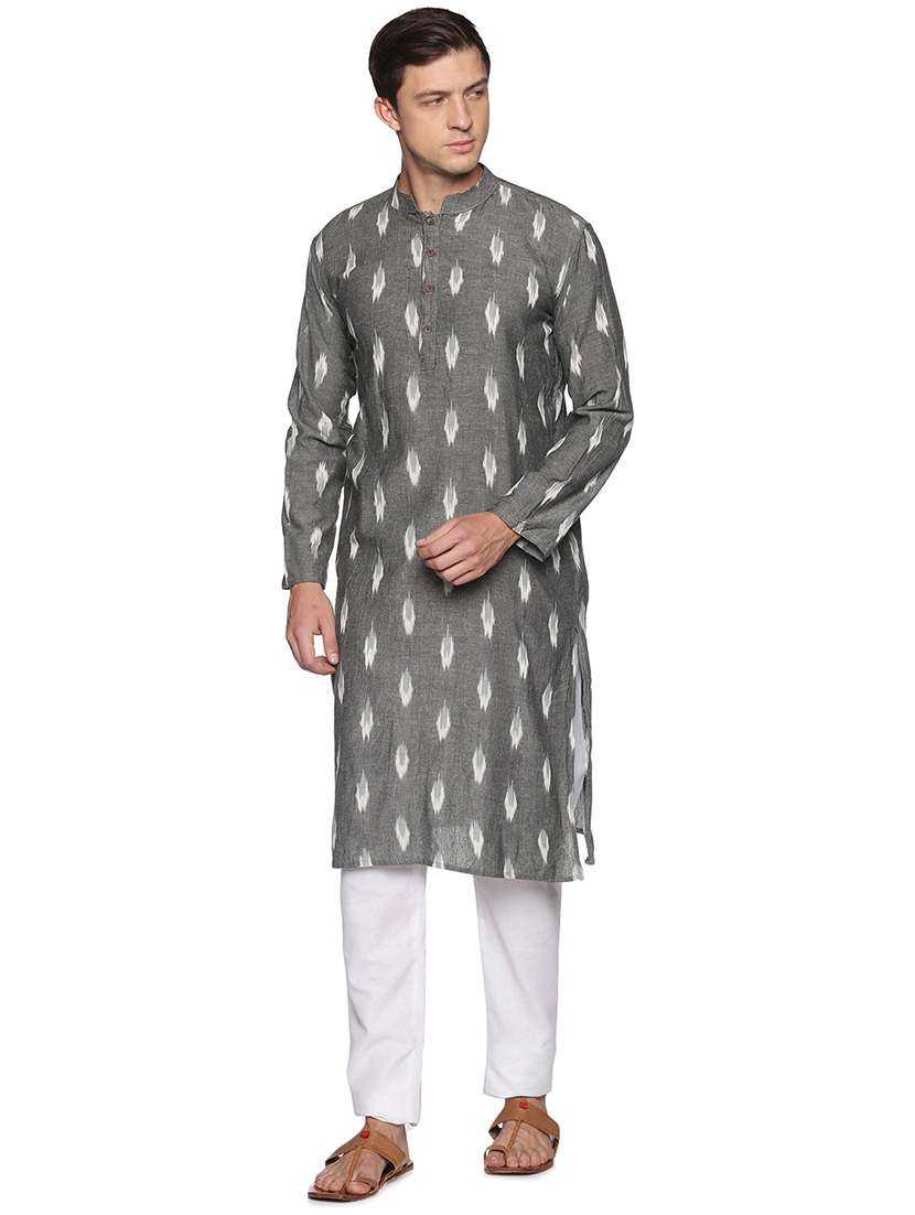 grey ikat long kurta