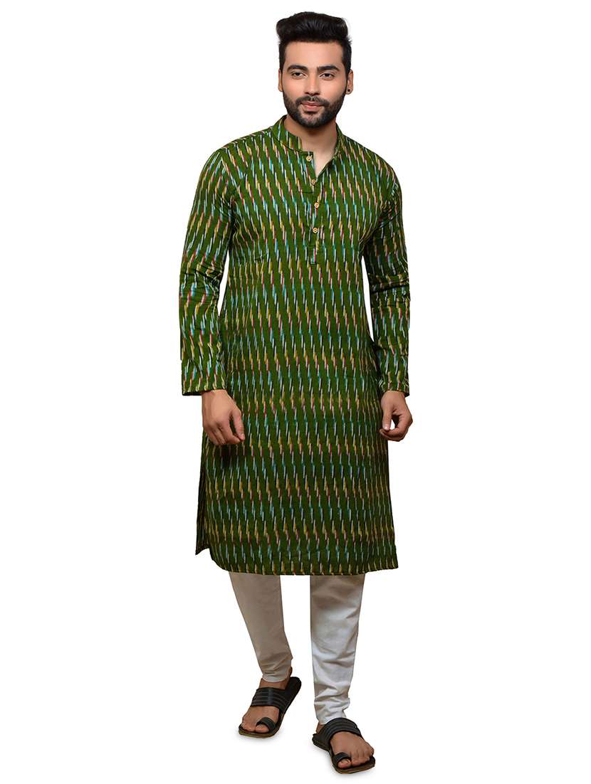 green ikat long kurta