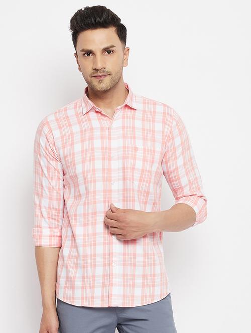orange checked casual shirt - 18409279 - Standard Image - 0