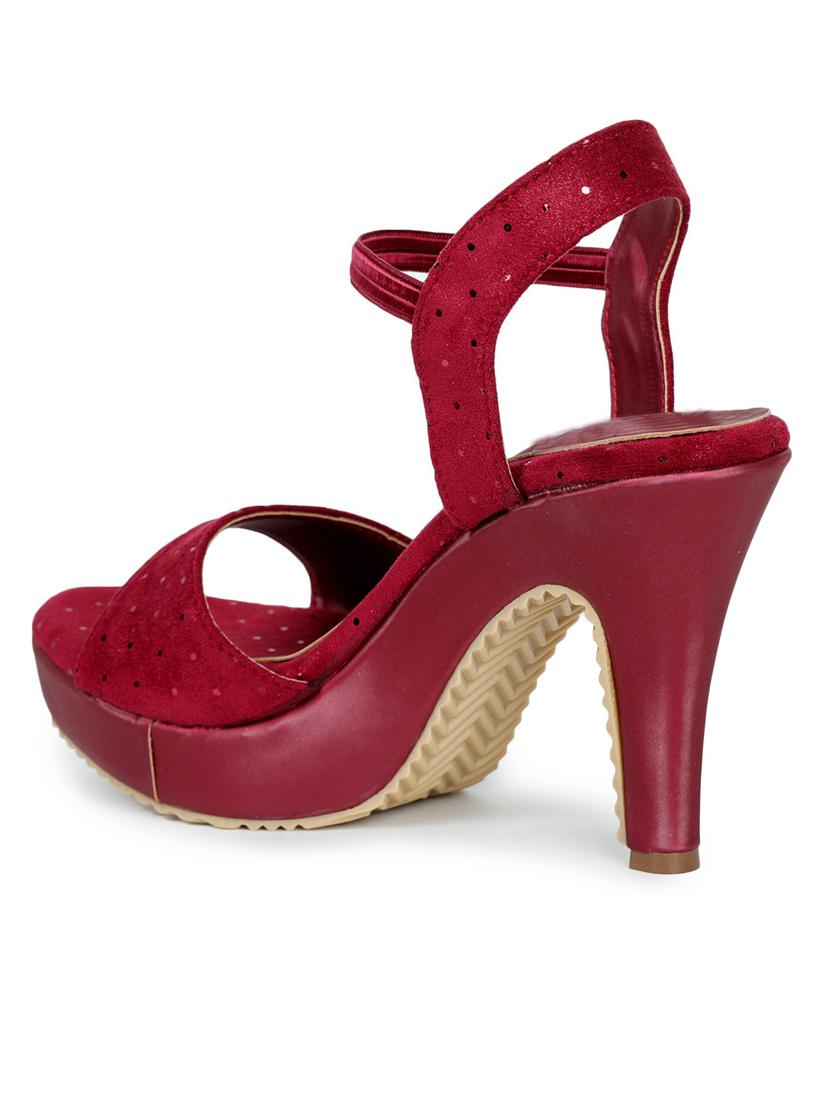maroon synthetic back strap sandals - 18409283 - Standard Image - 3