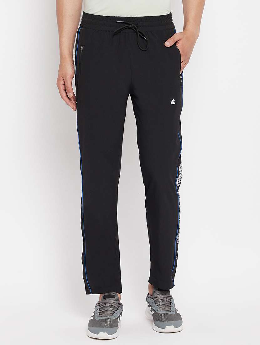 black solid full length track pant - 18409318 - Zoom Image - 0