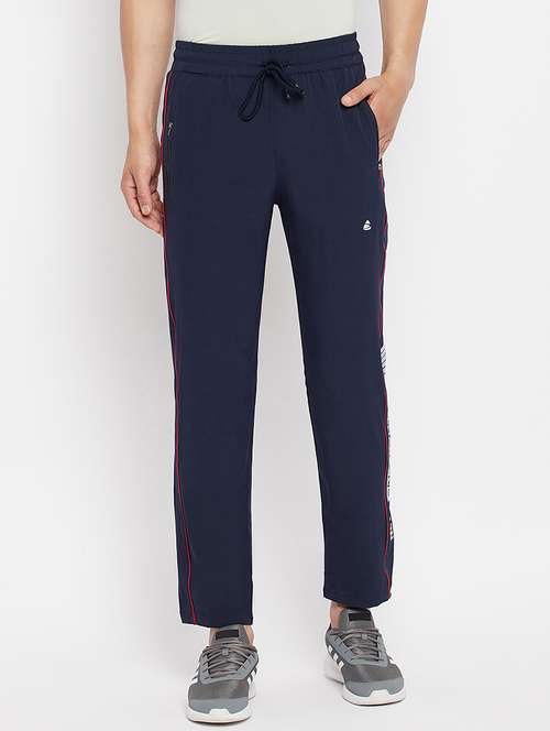navy blue solid full length track pant - 18409319 -  Standard Image - 0