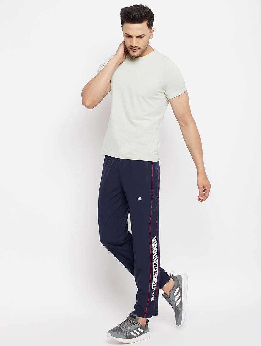 navy blue solid full length track pant - 18409319 - Standard Image - 3