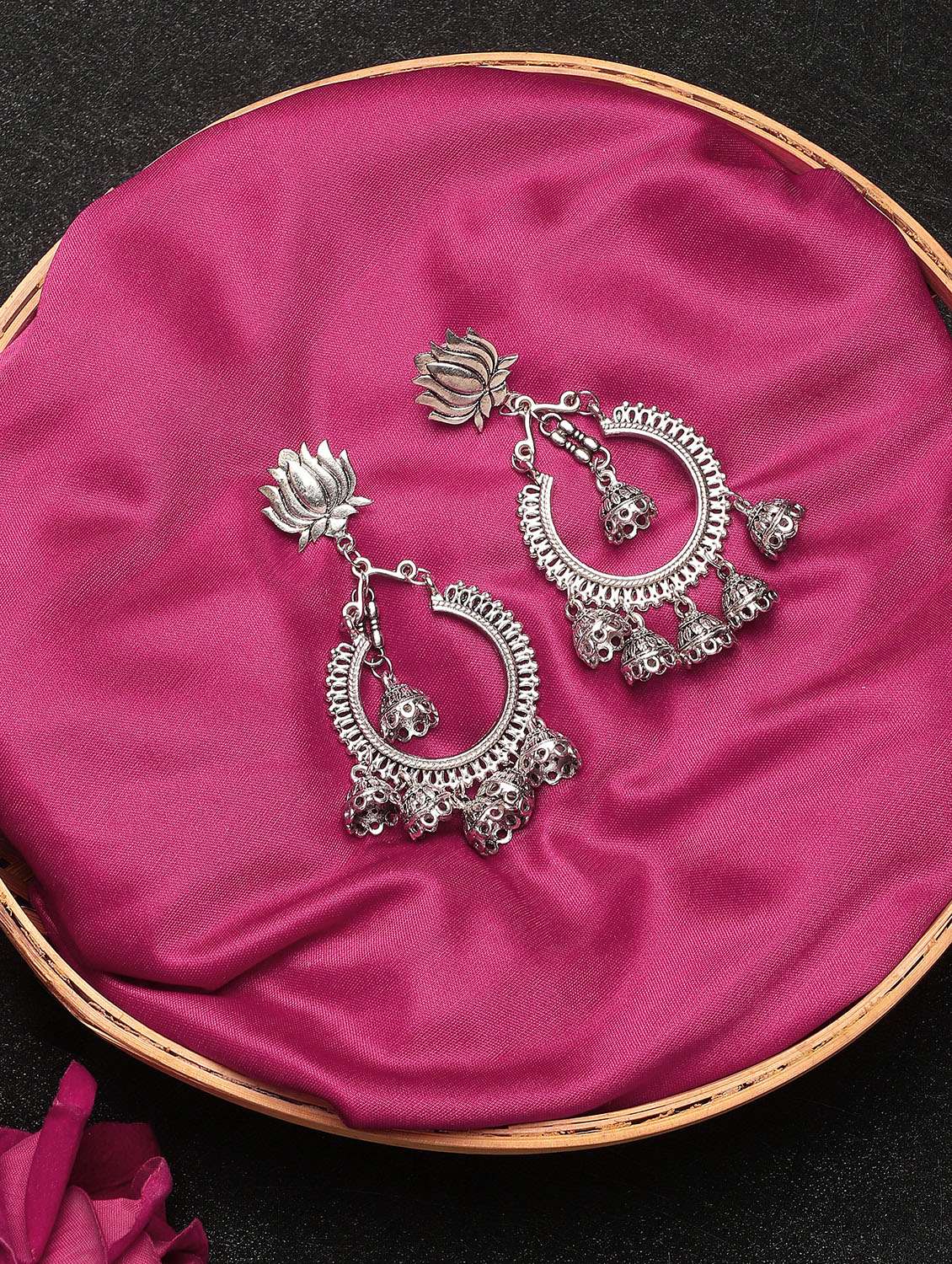 silver metal jhumka earring