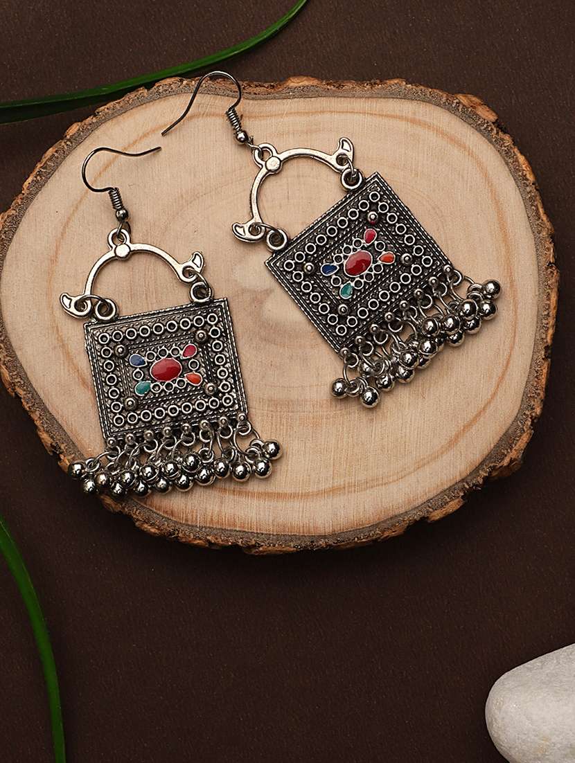 silver metal jhumka earring