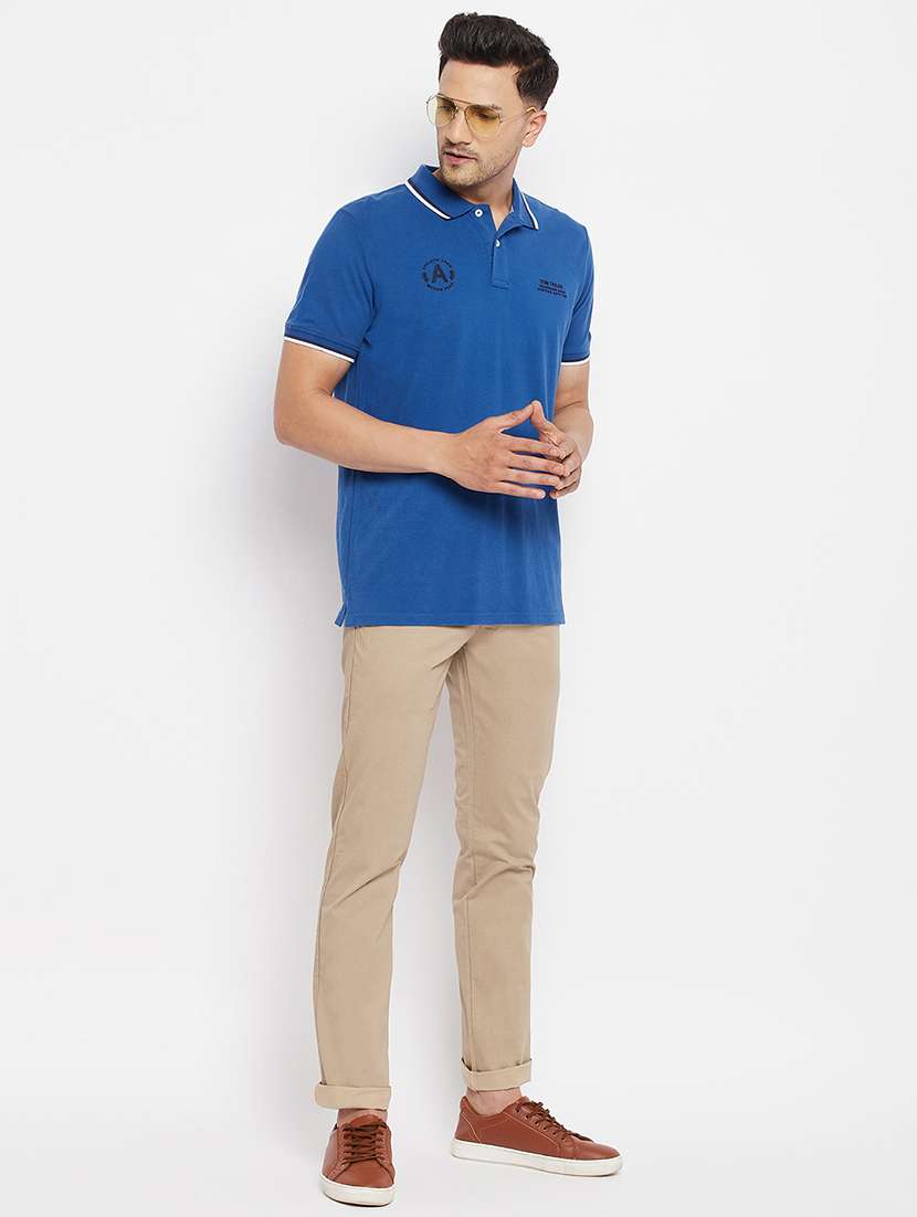 beige solid flat front casual trouser - 18409457 -  Standard Image - 3